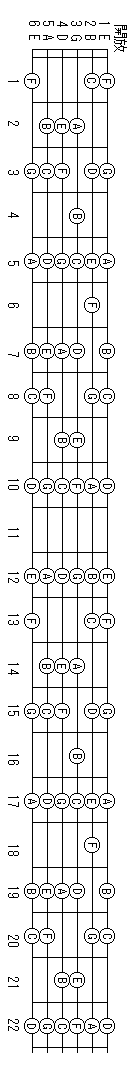 ギターの音階表（縦）